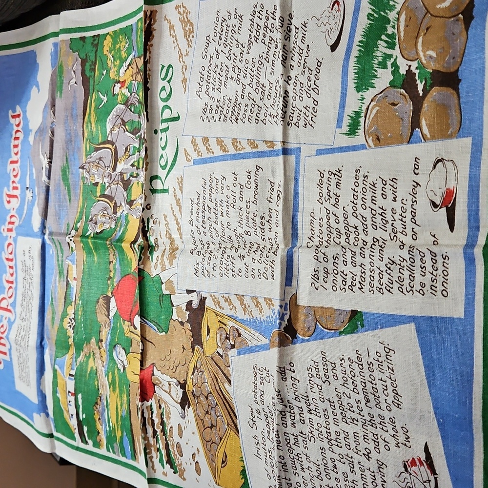 The Potato In Ireland Recipes Linen Tea Towel